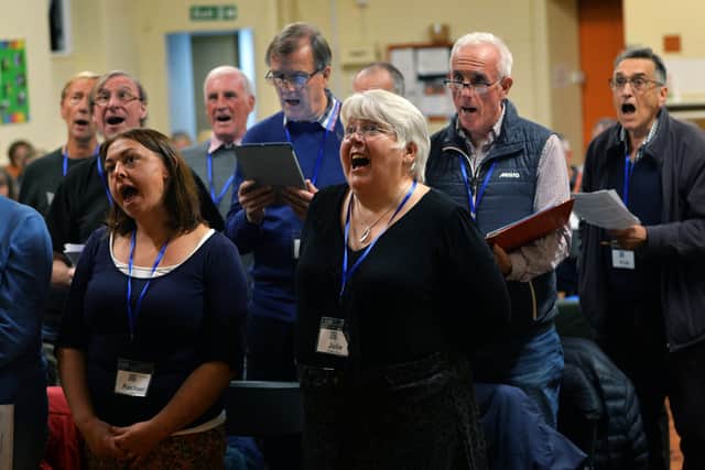 Members of Knaresborough's Knot Another Choir in full voice.