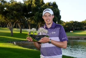 Winner: Matthew Fitzpatrick poses with the trophy after winning the  Andalucia Masters. Picture: Getty Images