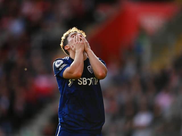 FRUSTRATION: Dan James misses a chance at Southampton on Saturday