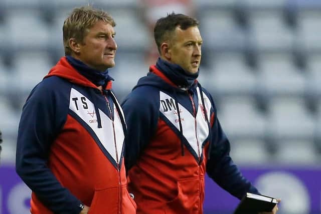 Hull KR head coach Tony Smith and assistant Danny McGuire. Picture: Ed Sykes/SWpix.com.