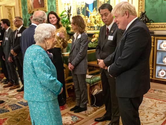 The Queen at a reception at Windsor Castle yesterday