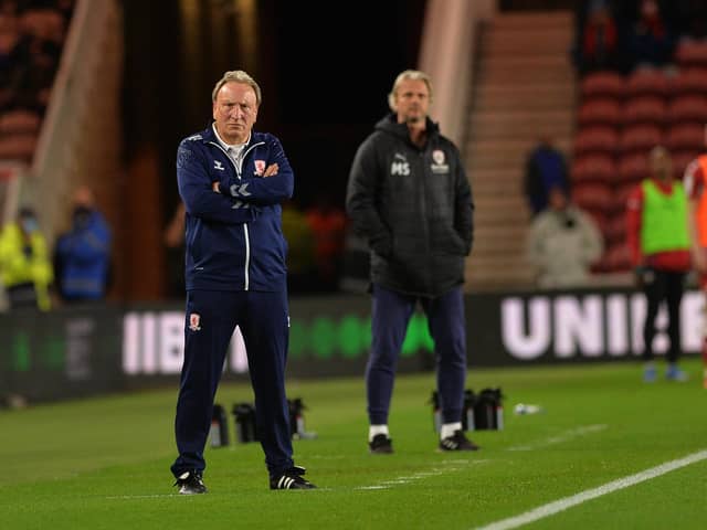 Middlesbrough boss Neil Warnock, pictured at the Riverside Stadium on Wednesday night. Picture: Jonathan Gawthorpe.