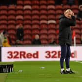 Embattled Barnsley head coach Markus Schopp, pictured on the touchline at the Riverside Stadium on Wednesday night. Picture: Jonathan Gawthorpe.