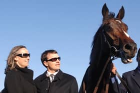 Trainer Aidan O'Brien, his wife Anne-Marie and Camelot after winning the Racing Post Trophy during The Racing Post Trophy , now the Vertem Futurity Trophy, at Doncaster in 2011.