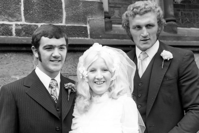 Welterweight boxer Jeff Gale married Jacquie Foster at St Peter's Church in Bramley in October 1973. His best man was friend Joe Bugner (right) the European heavyweight boxing champion. PIC: West Yorkshire Archive Service