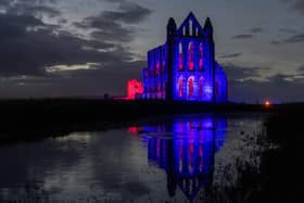 Whitby Abbey lit up
