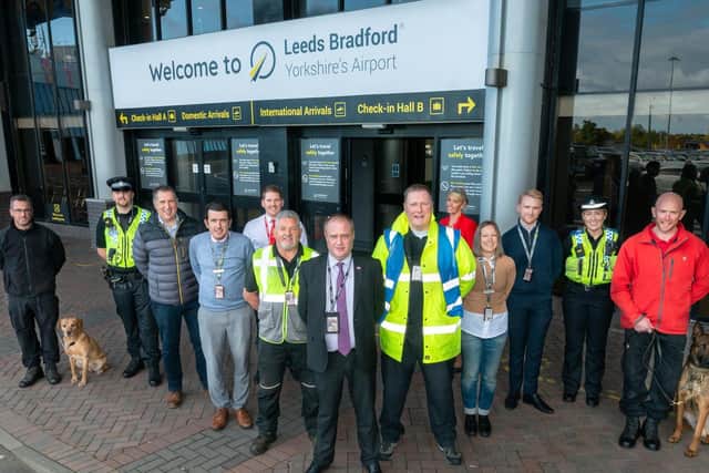 West Yorkshire Police officers and Leeds Bradford Airport staff.
