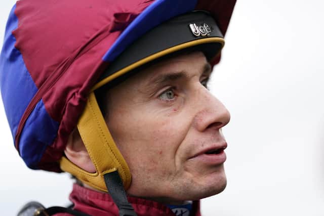 Jockey Ryan Moore after winning the Vertem Futurity Trophy  at Doncaster.