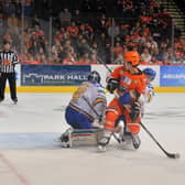 GETTING AHEAD: Anthony DeLuca puts Sheffield Steelers 2-1 up against Fife Flyers at Sheffield Arena on Sunday night. Picture: Dean Woolley/EIHL.