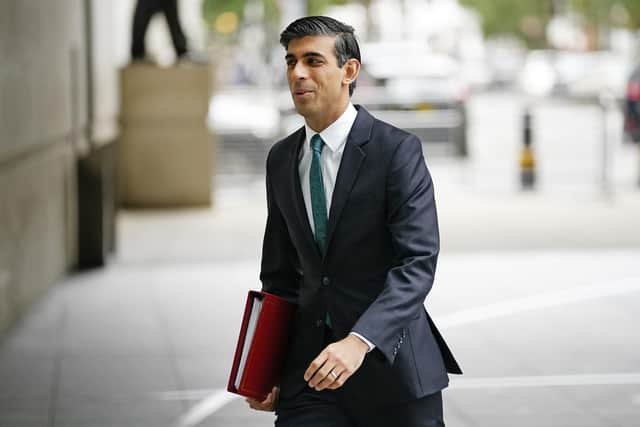 Chancellor of the Exchequer Rishi Sunak arrives at BBC Broadcasting House, London, to appear on the BBC1 current affairs programme, The Andrew Marr show. Picture date: Sunday October 24, 2021 (PA)