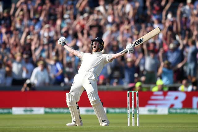 MAGIC MOMENT: Ben Stokes celebrates hitting the winning runs to win the Third Ashes Test at Headingley in August 2019. Picture: Gareth Copley/Getty Images