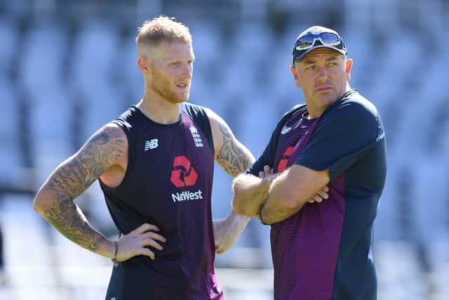 Ben Stokes chats with England head coach Chris Silverwood Picture: Stu Forster/Getty Images