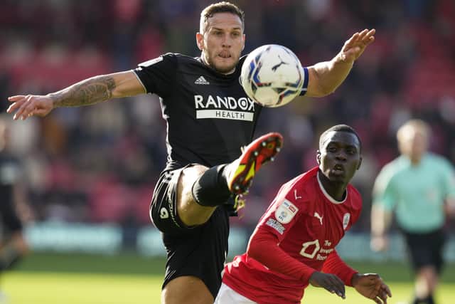 Still going strong: Blades striker Billy Sharp controls the ball during the Championship match at Oakwell, Barnsley. Picture:  Andrew Yates / Sportimage