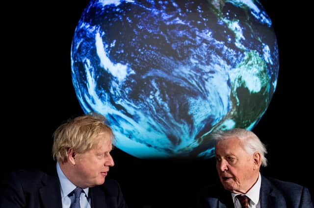 Boris Johnson with Sir David Attenborough at the launch of COP26.
