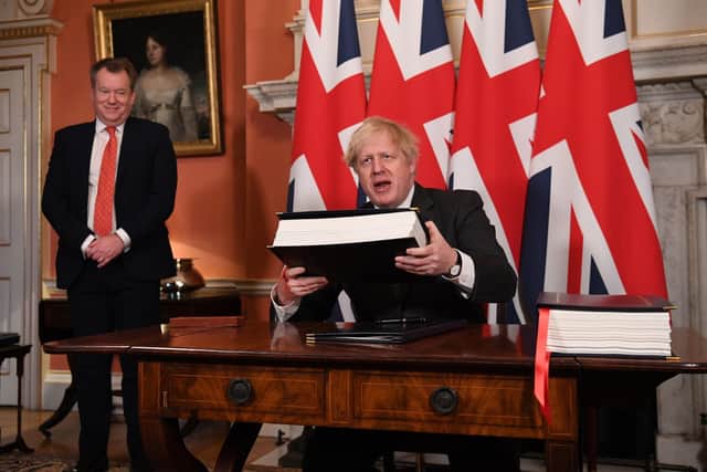 This was Boris Johnson signing his Brexit deal with the EU.