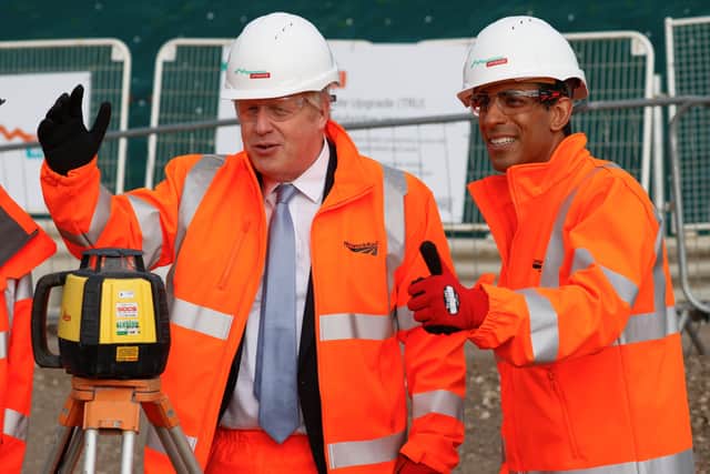 Boris Johnson and Rishi Sunak during a recent visit to a rail construction site.