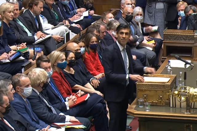 Chancellor Rishi Sunak delivering his Budget in the House of Commons.