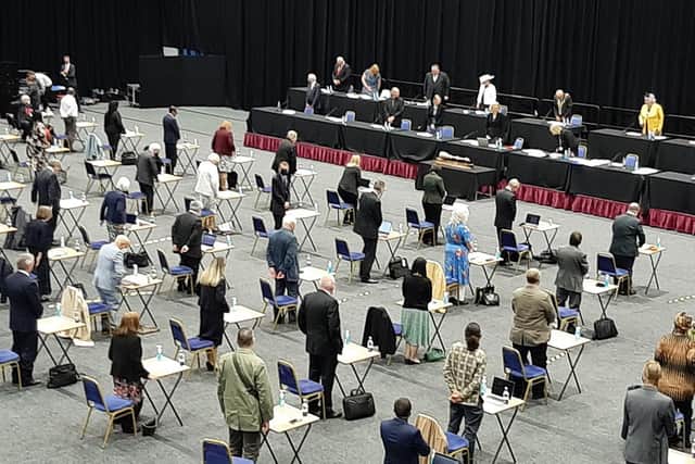 A socially distanced council meeting at Ponds Forge