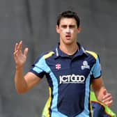Early days: Mitchell Starc playing for 
Yorkshire Carnegie v Derbyshire Falcons in 2012.