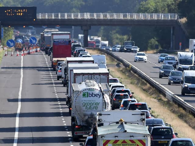 Police have closed a carriageway of the M18