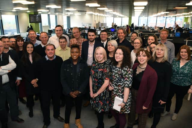 The Yorkshire Post and Yorkshire Evening Post team when Olympic boxing heroine Nicola Adams visited our offices to announce her retirement.