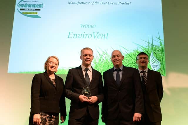 EnviroVent winning Manufacturer of the Best Green Product six years ago at The Yorkshire Post Environment Awards.
