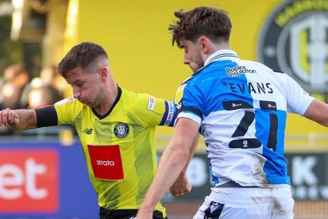 Harrogate Town captain Josh Falkingham in action against Bristol Rovers at the EnviroVent Stadium. Picture: Matt Kirkham