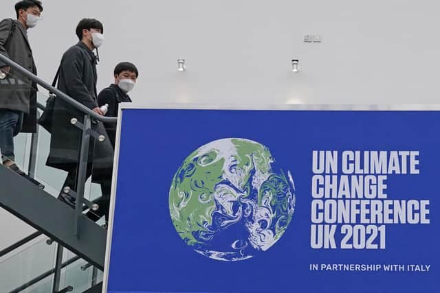 Delegates ahead of the COP26 summit in Glasgow.