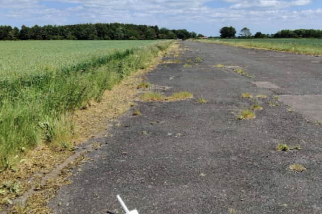 The plane veered off the narrow runway at Wombleton Airfield and came to a stop in the field