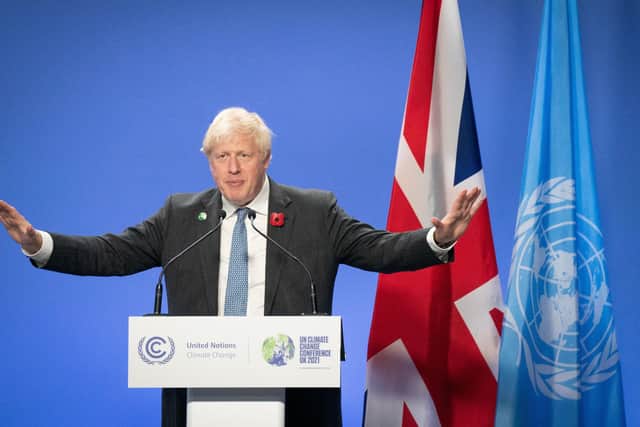 Boris Johnson speaking at the COP26 climate change summit.
