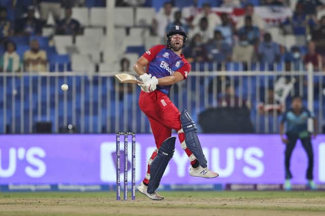 England's Dawid Malan bats during the Twenty20 World Cup match against Sri Lanka in Sharjah Picture:  AP/Aijaz Rahi
