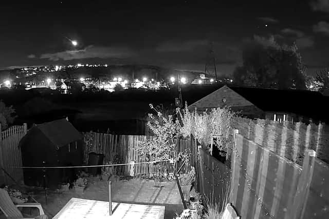 A screengrab of a video of the fireball which lit up the Yorkshire sky