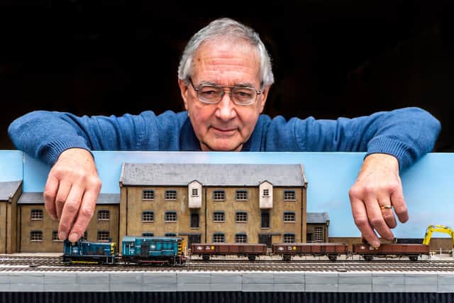 Pictured Mike Knowles, of Hull, with his 4mm scale (P4) layout of Brod Frodsham