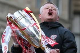 PEDIGREE: Chris Wilder celebrates winning the League One title with Sheffield United