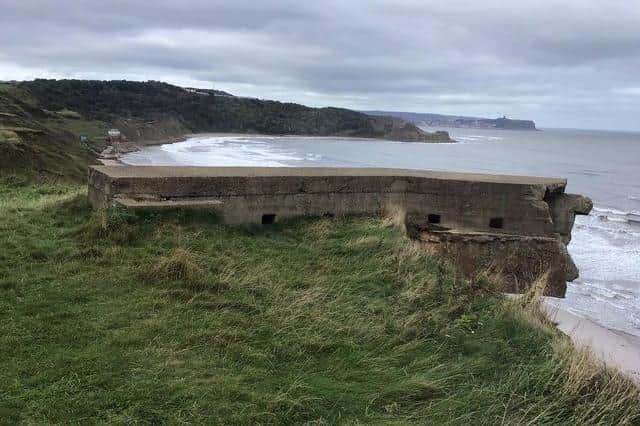 Work took place to removed the pillbox which was overhanging the cliff edge. (Photo: Scarborough Borough Council)