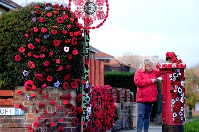 Crocheted poppies have taken over a Scarborough area.