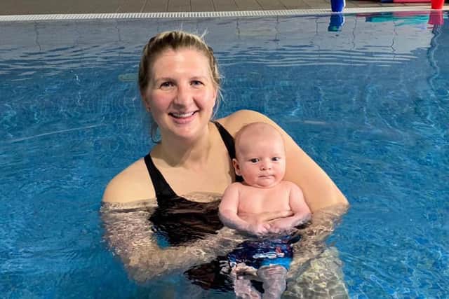 f Becky Adlington with baby Albie.  Picture: Becky Adlington/ PA.