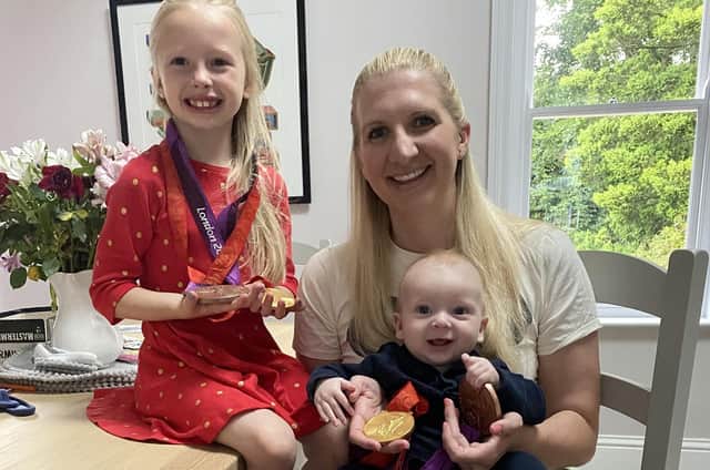 Becky Adlington with daughter Summer and baby Albie. Picture: Becky Adlington/ PA.