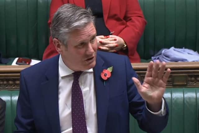 Labour party leader Sir Keir Starmer speaks in the House of Commons in London, during a emergency debate relating to standards. (House of Commons)