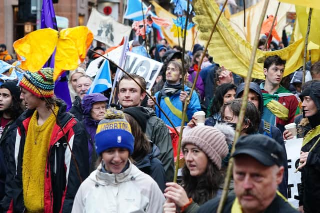 This was one of the major climate change protests in Glasgow last weekend to coincide with the COP26 summit.