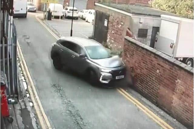 The moment this hapless Yorkshire driver crashes into a wall