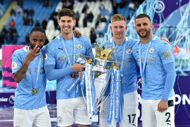 Manchester City's (left-right) Raheem Sterling, John Stones, Kevin De Bruyne and Kyle Walker enjoyed a successful season last year.