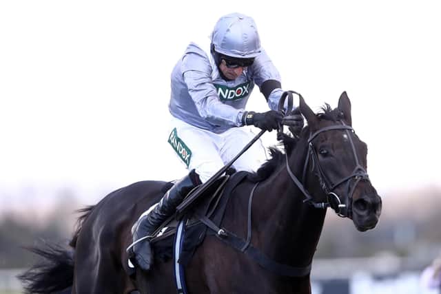 My Drogo ridden by Harry Skelton wins the Betway Mersey Novices' Hurdle during Grand National Day of the 2021 Randox Health Grand National Festival at Aintree.