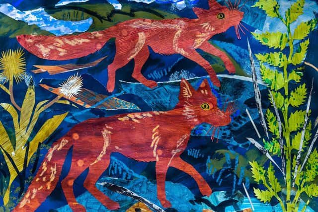 A Mark Hearld collage of foxes.