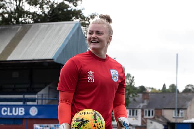 Becky Flaherty in action for Huddersfield Town Ladies (Picture: Jess Hornby)