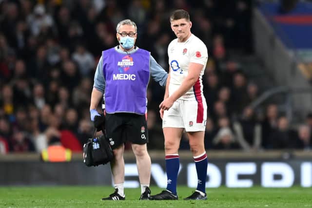 England captain Owen Farrell limps off against Australia (Photo by Shaun Botterill/Getty Images)