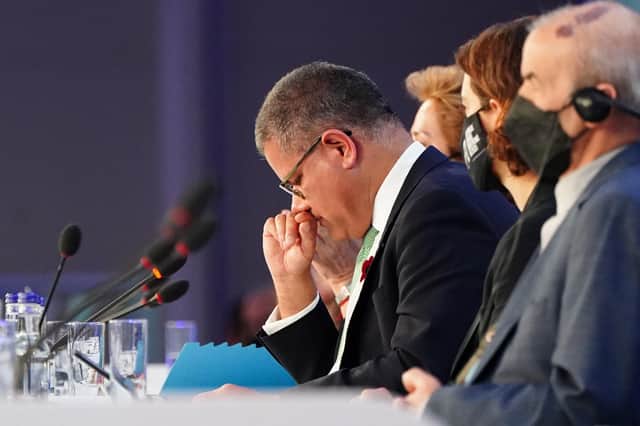 Alok Sharma President of the Cop26 climate summit, fights back tears. PIC: PA