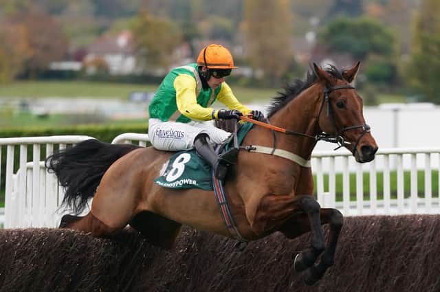 Midnight Shadow and Ryan Mania on their way to winning the Paddy Power Gold Cup at Cheltenham.