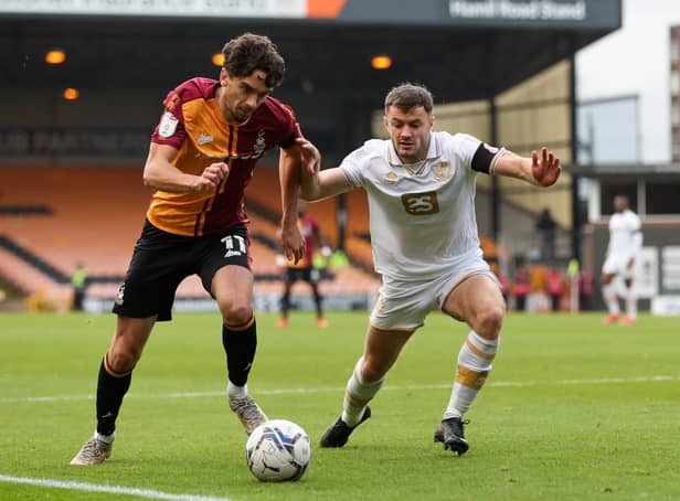 Action from Bradford's game at Port Vale. Picture: PA