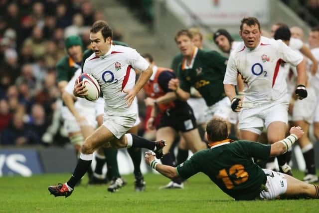 England's Charlie Hodgson goes past Marius Joubert of South Africa to score a try at Twickenham in November 2004 Picture: Shaun Botterill/Getty Images